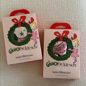 The Grinch x Kitsch Satin Pillowcases in Cindy Lou Who - Set of 2